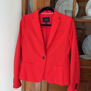 BANANA REPUBLIC RED LIGHTWEIGHT WOOL ONE-BUTTON BLAZER